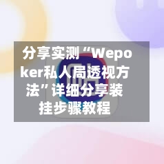 分享实测“Wepoker私人局透视方法”详细分享装挂步骤教程-第3张图片