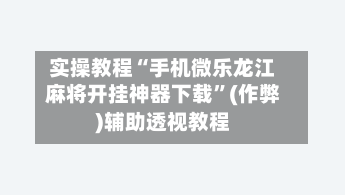 实操教程“手机微乐龙江麻将开挂神器下载	”(作弊)辅助透视教程-第2张图片