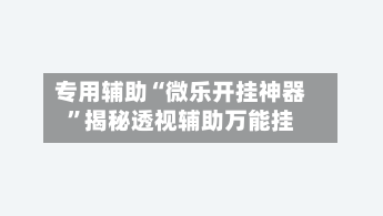 专用辅助“微乐开挂神器	”揭秘透视辅助万能挂-第2张图片