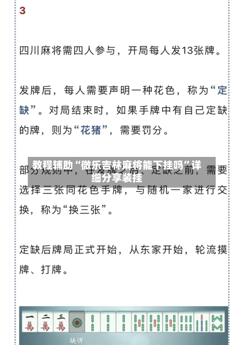 教程辅助“微乐吉林麻将能下挂吗”详细分享装挂
