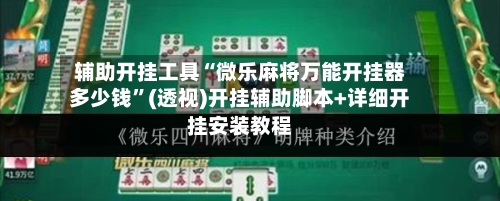 辅助开挂工具“微乐麻将万能开挂器多少钱”(透视)开挂辅助脚本+详细开挂安装教程-第3张图片