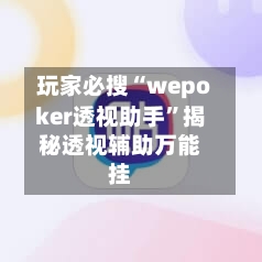 玩家必搜“wepoker透视助手”揭秘透视辅助万能挂-第3张图片