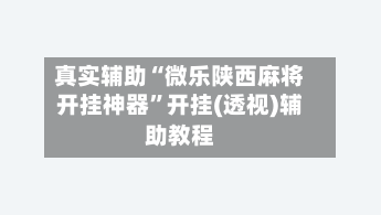 真实辅助“微乐陕西麻将开挂神器”开挂(透视)辅助教程-第2张图片