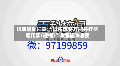 玩家辅助神器:“微乐麻将万能开挂器通用版(透视)”详细辅助透视-第3张图片