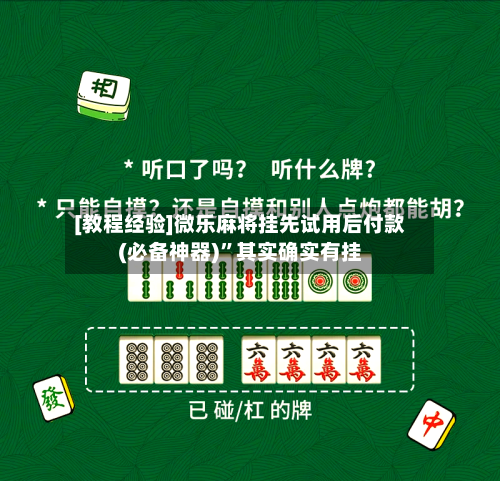 [教程经验]微乐麻将挂先试用后付款(必备神器)”其实确实有挂-第3张图片