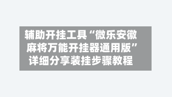 辅助开挂工具“微乐安徽麻将万能开挂器通用版”详细分享装挂步骤教程-第3张图片