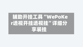 辅助开挂工具“WePoKer透视开挂透视挂”详细分享装挂-第2张图片