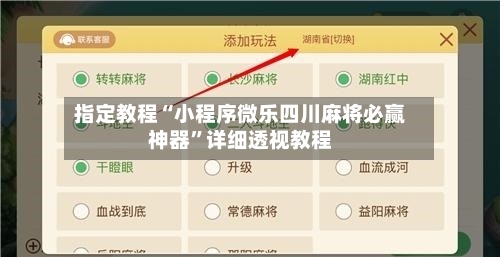 指定教程“小程序微乐四川麻将必赢神器”详细透视教程-第3张图片