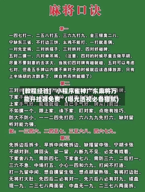 [教程经验]“小程序雀神广东麻将万能开挂器免费”(曝光透视必备猫腻)-第3张图片